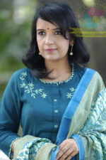 Americanchoice Turquoise Blue Khadi Cotton Embroidered Kurta and Pant Set with Khadi Silk Dupatta - Image 3