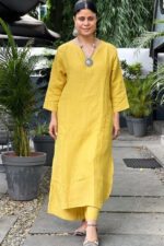 Americanchoice Handloom South Yellow Cotton Kurta & Pant Set
