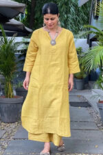 Americanchoice Handloom South Yellow Cotton Kurta & Pant Set - Image 2
