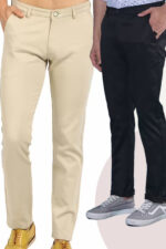 Americanchoice Combo Set of Men’s Beige & Black Cotton Chinos Trouser
