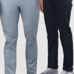 Americanchoice Combo Set of Men's Bluish Grey & Black Cotton Chinos Trouser