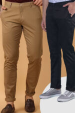 Americanchoice Combo Set of Men’s Khaki & Black Cotton Chinos Trouser