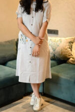 Americanchoice Grey Women's Classy Cotton Middy Dress for Festivals and Party - Image 2