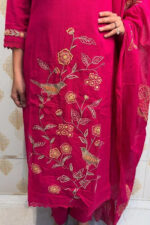 Americanchoice  Cotton Embroidered Kurta With Pant & Dupatta Set - Image 3