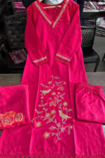 Americanchoice  Cotton Embroidered Kurta With Pant & Dupatta Set - Image 2