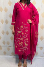 Americanchoice  Cotton Embroidered Kurta With Pant & Dupatta Set - Image 5