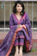 Americanchoice Cotton Embroidered Kurta With Pant & Linen Dupatta Set - Image 3