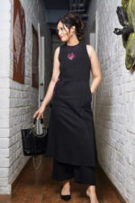 Americanchoice Cotton Black Embroidered Kurta With Pant - Image 4
