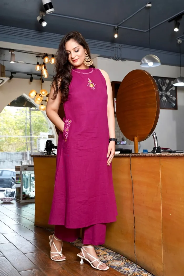 Americanchoice Cotton Embroidered Kurta With Pant - Image 5