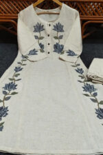 Americanchoice Off White Cotton Embroidered Kurta & Pant Set - Image 4