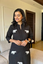 Americanchoice Cotton Black Embroidered Kurta & Pant Set - Image 3