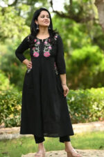 Americanchoice Black Cotton Embroidered Kurta & Pant Set - Image 4