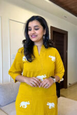 Americanchoice Cotton Yellow Embroidered Kurta & Pant Set - Image 4