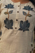 Americanchoice Off White Cotton Embroidered Kurta & Pant Set - Image 3