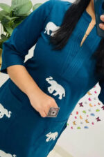 Americanchoice Blue Cotton Embroidered Kurta & Pant Set - Image 3