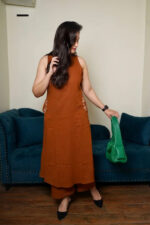 Americanchoice Brown Cotton Embroidered Kurta & Pant Set - Image 4