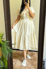 Americanchoice Cotton Embroidered Midi Dress