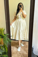 Americanchoice Cotton Embroidered Midi Dress - Image 4