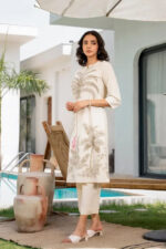 Americanchoice Off White Cotton Hand Block Kurta & Pant Set - Image 4