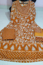 Americanchoice Cotton Jaipuri Print Anarkali Style Kurta With Pant & Dupatta Set - Image 2