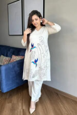 Americanchoice Off White Cotton Khadi Handloom Kurta & Pant Set - Image 6