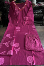 Americanchoice Purple Cotton Kurta With Pant & Dupatta Set - Image 5