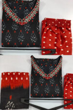 Americanchoice Cotton Black & Orange Kurta With Pant & Dupatta Set - Image 5