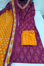 Americanchoice Cotton Pink & Orange Kurta With Pant & Dupatta Set - Image 6