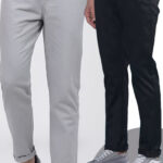Americanchoice Combo Set of Men's Grey & Black Cotton Chinos Trouser
