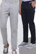 Americanchoice Combo Set of Men's Grey & Black Cotton Chinos Trouser