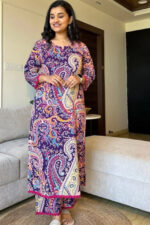 Americanchoice Purple Cotton Printed Kurta & Pant Set - Image 2