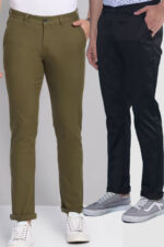 Americanchoice Combo Set of Men’s Green & Black Cotton Chinos Trouser