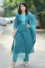 Americanchoice Handloom South Cotton Kurta With Pant & South Cotton Dupatta Set