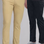 Americanchoice Combo Set of Men’s Light Khaki & Black Cotton Chinos Trouser