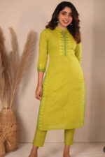 Americanchoice Green South Cotton Kurta & Pant Set
