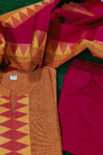 Americanchoice Orange South Cotton Manglagiri Anarkali Kurta With Pant & South Cotton Dupatta Set - Image 6