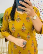 Americanchoice Yellow Cotton Kurta With Pant & Dupatta Set - Image 5