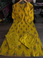 Americanchoice Yellow Cotton Kurta With Pant & Dupatta Set - Image 4