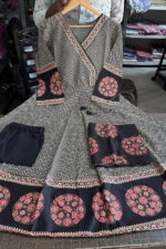 Americanchoice Black Cotton Anarkali Kurta With Pant & Dupatta Set - Image 5
