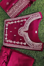 Americanchoice Embroidered Maroon Regular Thread Work Kurta with Trousers & With Dupatta - Image 2