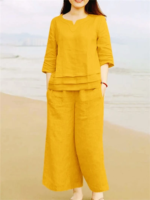 Americanchoice Yellow Cotton Co-Ord Set - Image 3