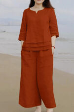 Americanchoice Maroon Cotton Co-Ord Set