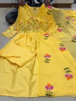 Cotton Embroidered Kurta With Pant & Dupatta Set - Image 4