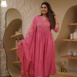 Cotton Embroidered Kurta With Pant & Dupatta Set - Image 6