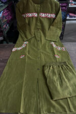 Americanchoice Green Cotton Embroidered Kurta & Pant Set - Image 4
