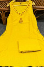 Americanchoice Yellow Cotton Embroidered Kurta With Pant - Image 2