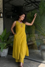 Americanchoice Yellow Cotton Embroidered Kurta With Pant - Image 3