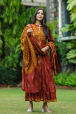 Americanchoice Cotton Printed Anarkali Kurta With Pant & Dupatta Set - Image 4