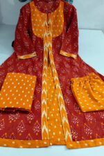 Americanchoice Cotton Printed Anarkali Kurta With Pant & Dupatta Set - Image 3