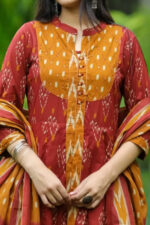 Americanchoice Cotton Printed Anarkali Kurta With Pant & Dupatta Set - Image 5